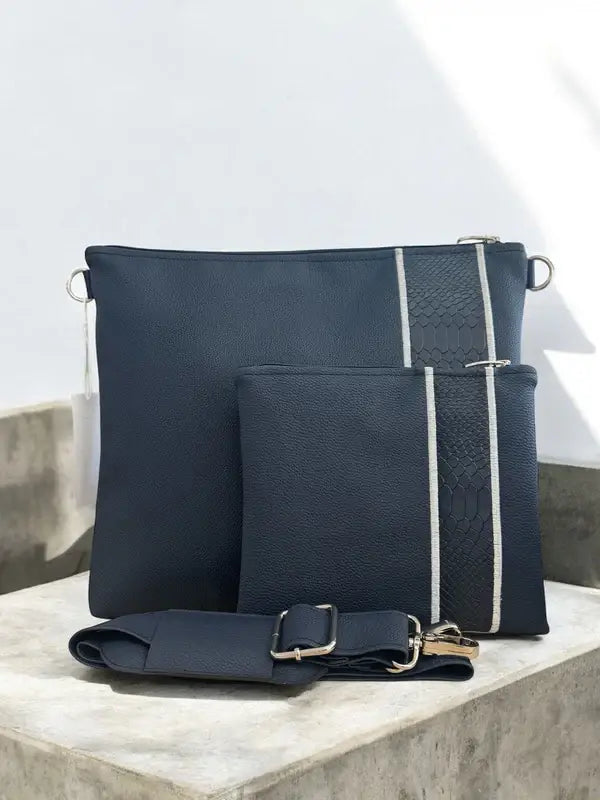 Mensch Kippah - Leather Tallit & Tefillin Bag Set with Adjustable Strap: Blue