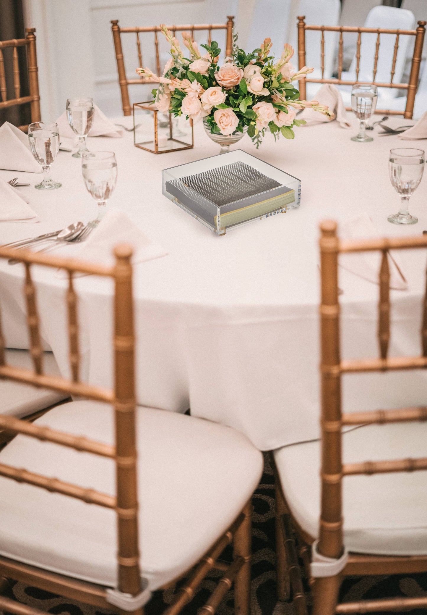 Krifts Products - Acrylic Square Napkin Holder on Gold Legs