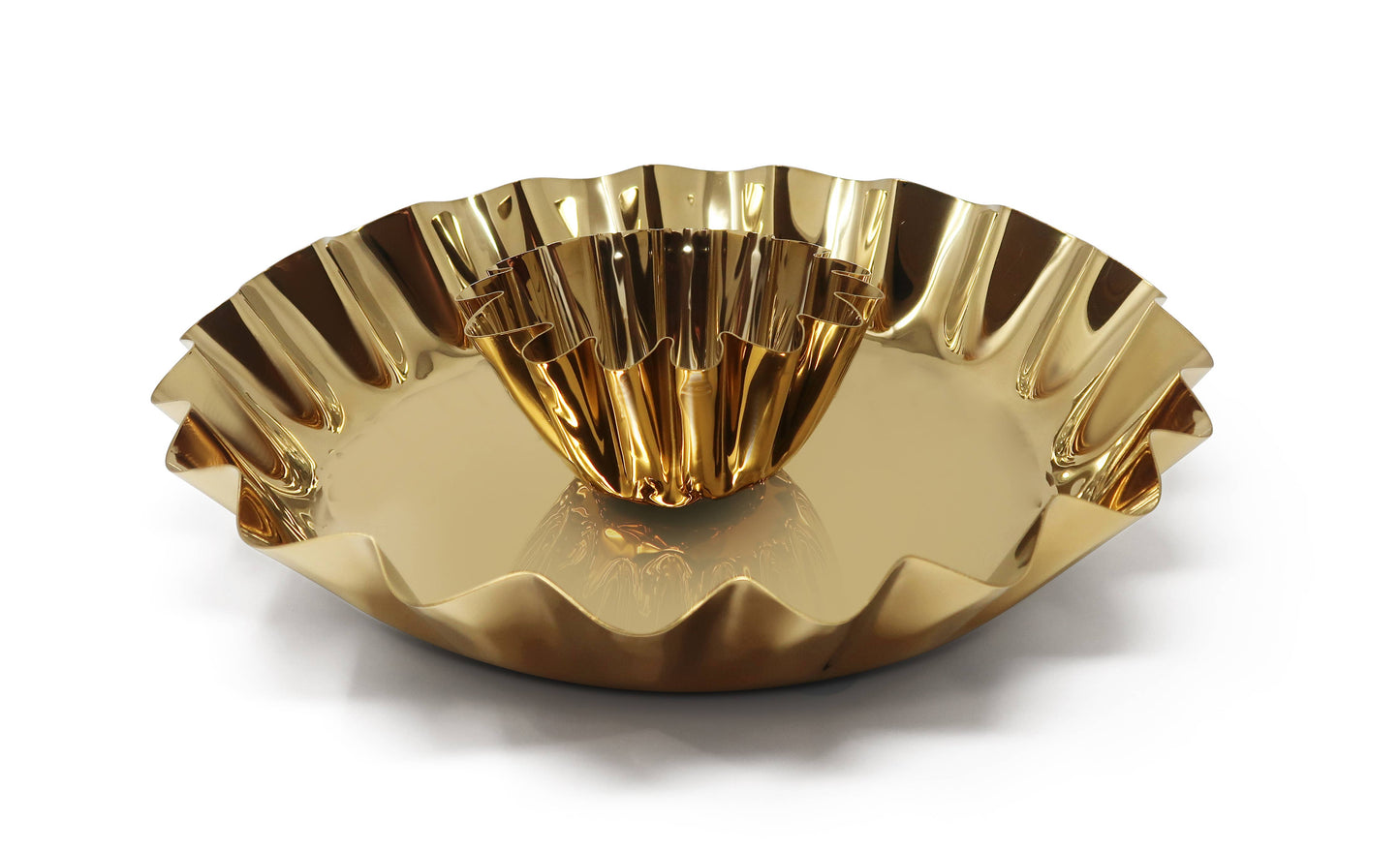 VIVIENCE - Stainless Steel Chip and Dip Bowl, 14.25"D