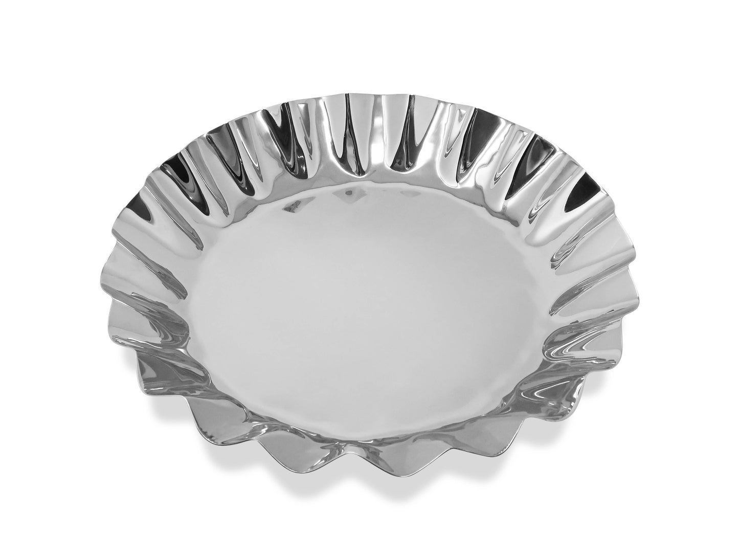 VIVIENCE - Stainless Steel Tray with Wavy Edge, 14.25"D