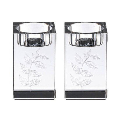 Waterdale Collection - Engraved Crystal Tea Light Holders: Clear