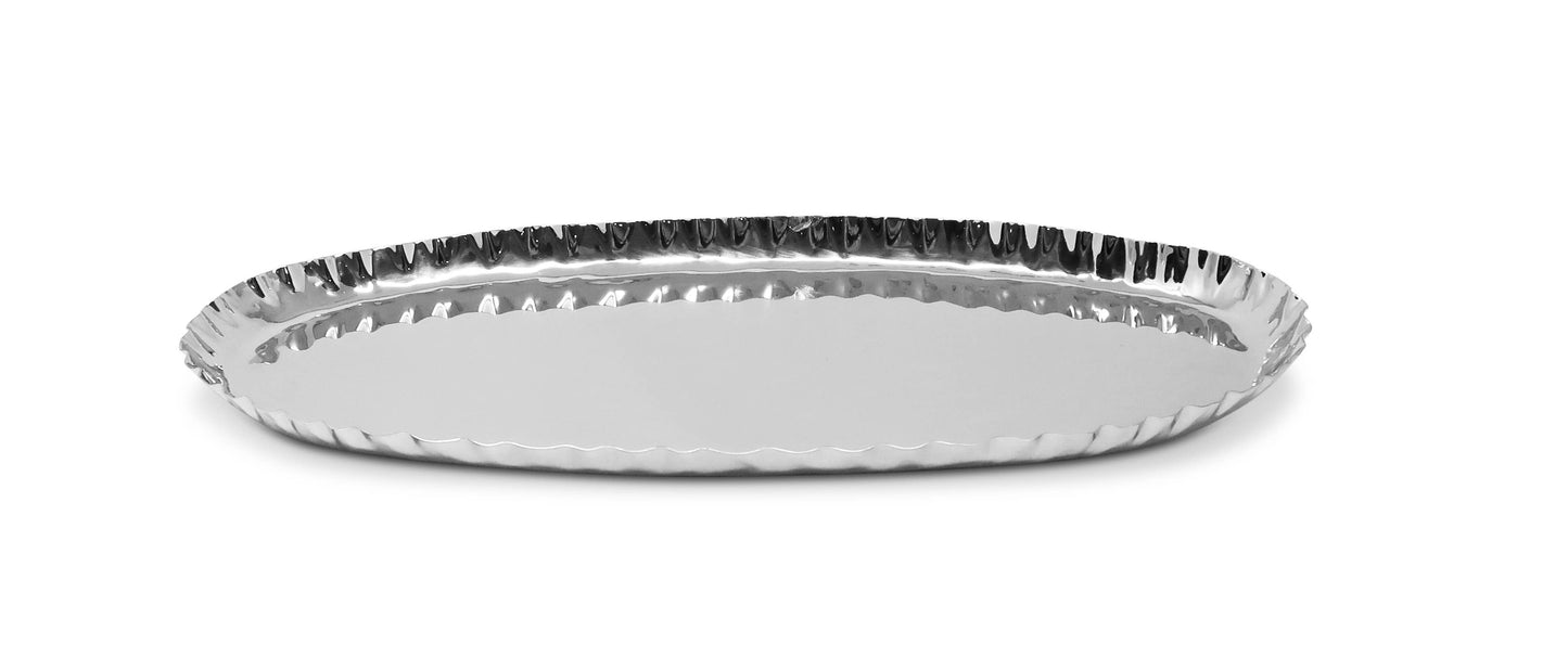 VIVIENCE - Stainless Steel Crushed Oblong Tray, 17.5"L