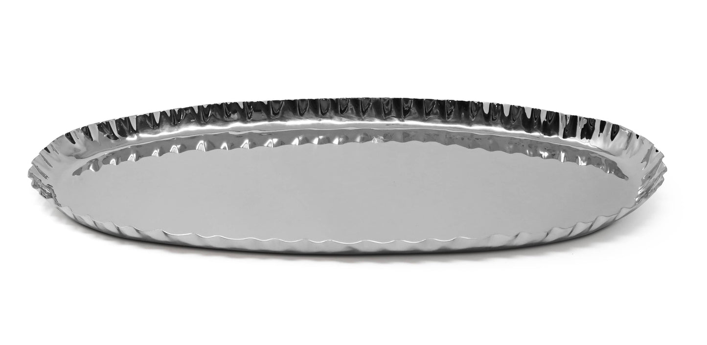 VIVIENCE - Stainless Steel Crushed Oblong Tray, 17.5"L