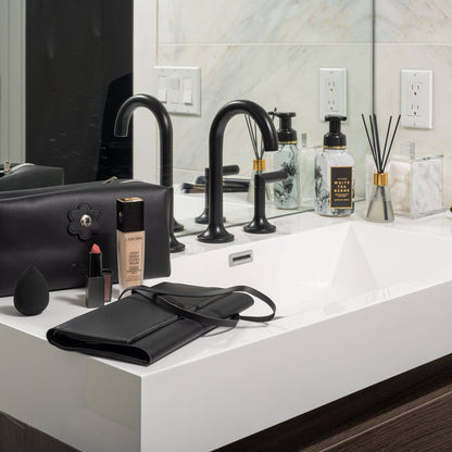 Waterdale Collection - Jewelry Roll: Black / Genuine Leather