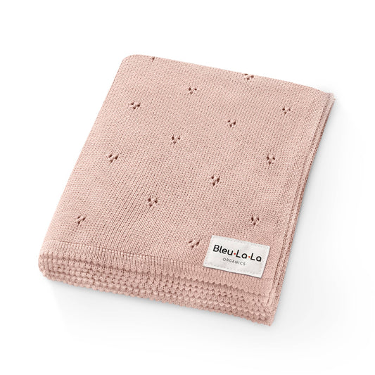 Bleu La La - 100% Organic Cotton Pointelle Swaddle Receiving Baby Blanket: Ballet Slippers