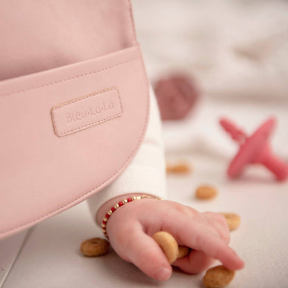 Bleu La La - Set of Soft Vegan Leather Easy Clean Bibs 0-12 Months: Blush Pink & Mauve