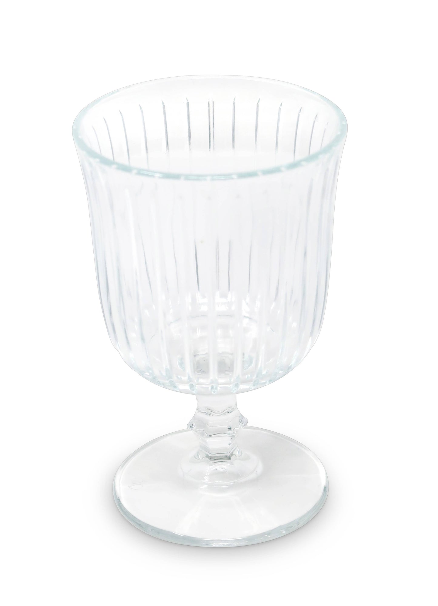 VIVIENCE - Set of 6 Short Stemmed Water Glasses with Clear Linear Cut