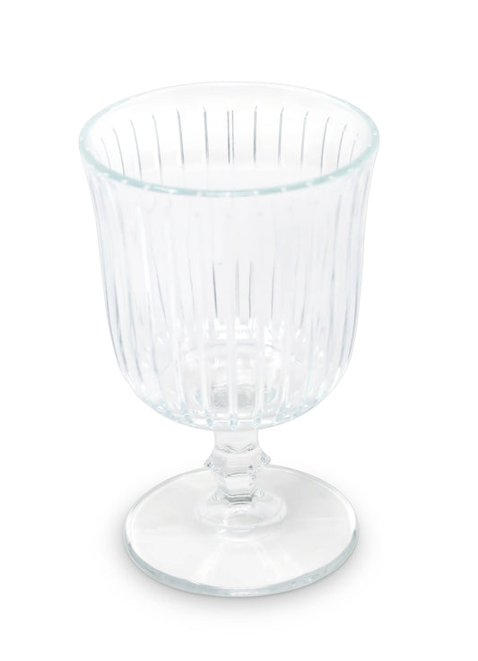 VIVIENCE - Set of 6 Short Stemmed Water Glasses with Clear Linear Cut