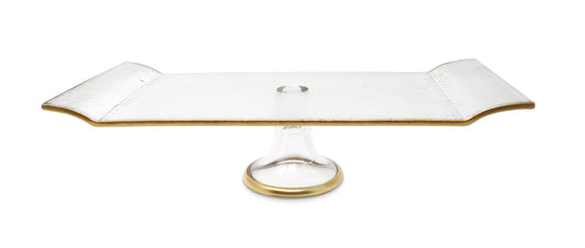 VIVIENCE - Footed Oblong Cake Plate With Gold Trim