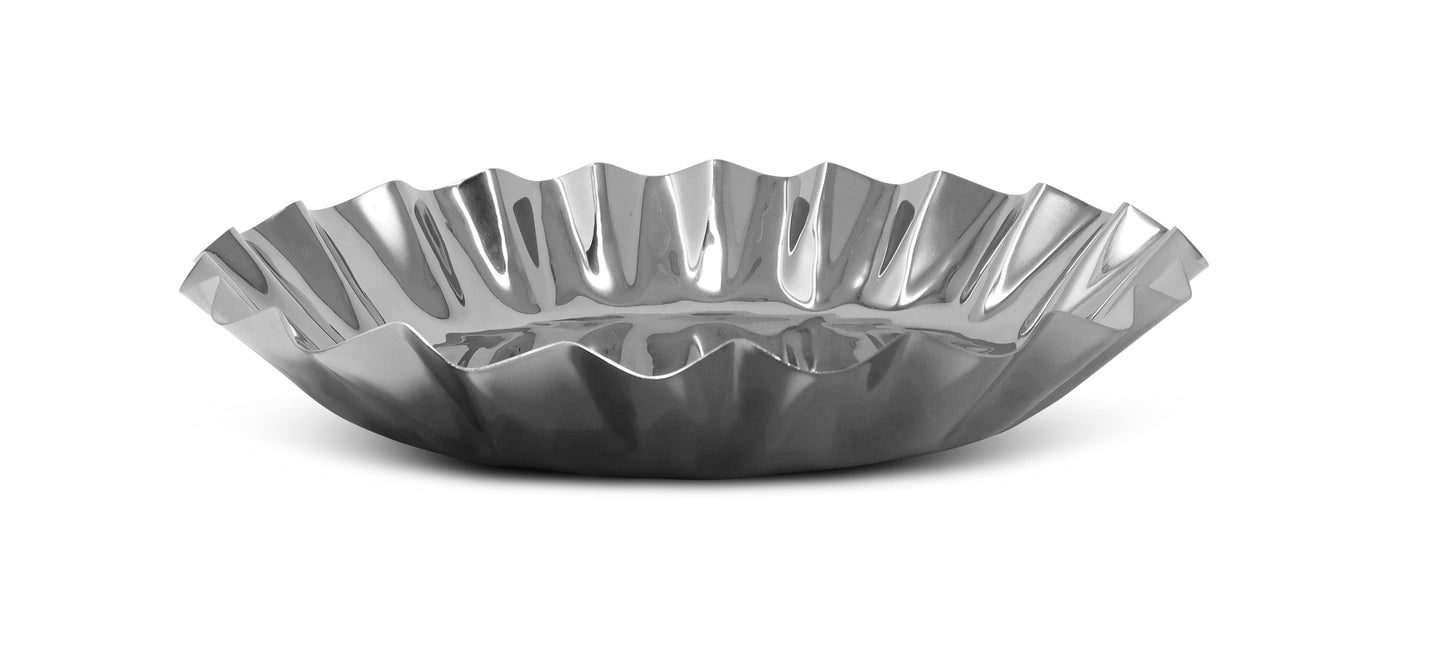 VIVIENCE - Stainless Steel Tray with Wavy Edge, 14.25"D