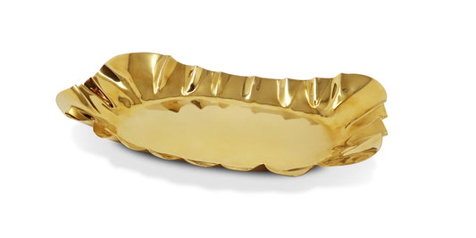 VIVIENCE - Stainless Steel Hammered Serving Tray, 17.25"L: Gold
