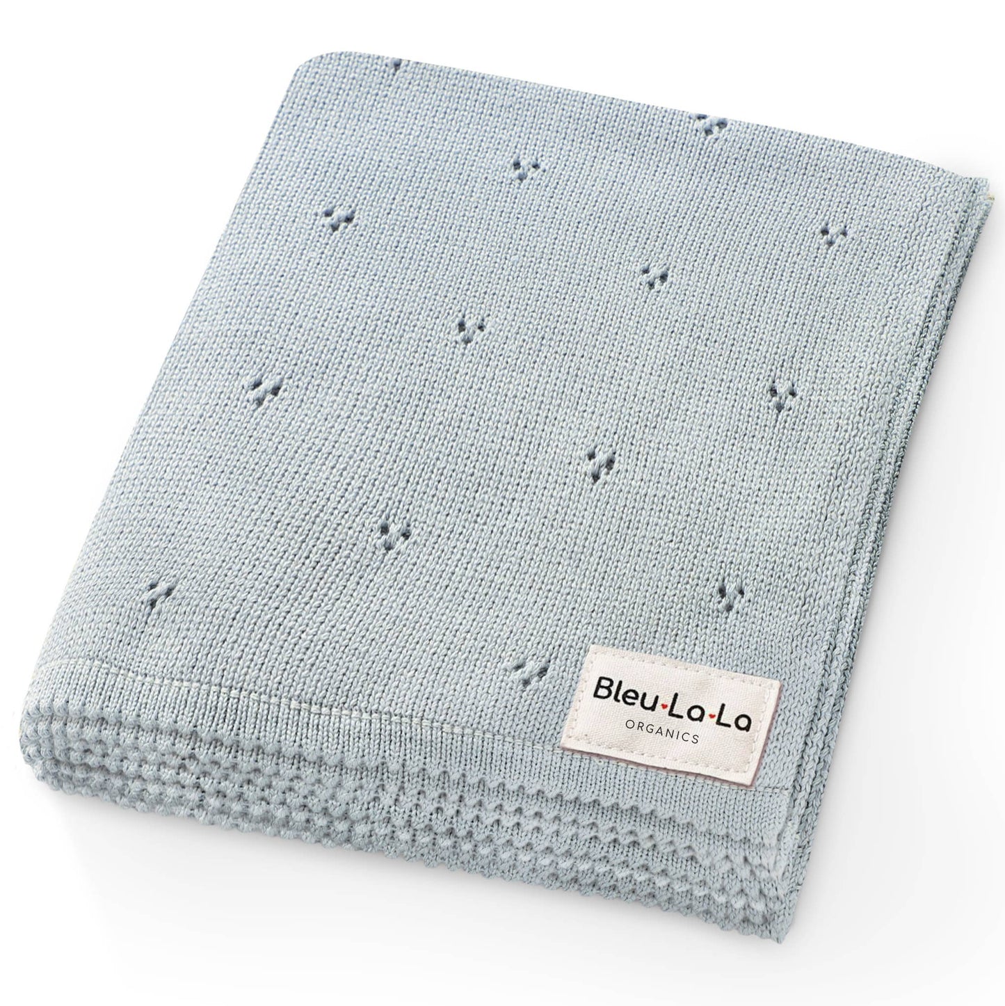 Bleu La La - 100% Organic Cotton Pointelle Swaddle Receiving Baby Blanket: Powder Blue