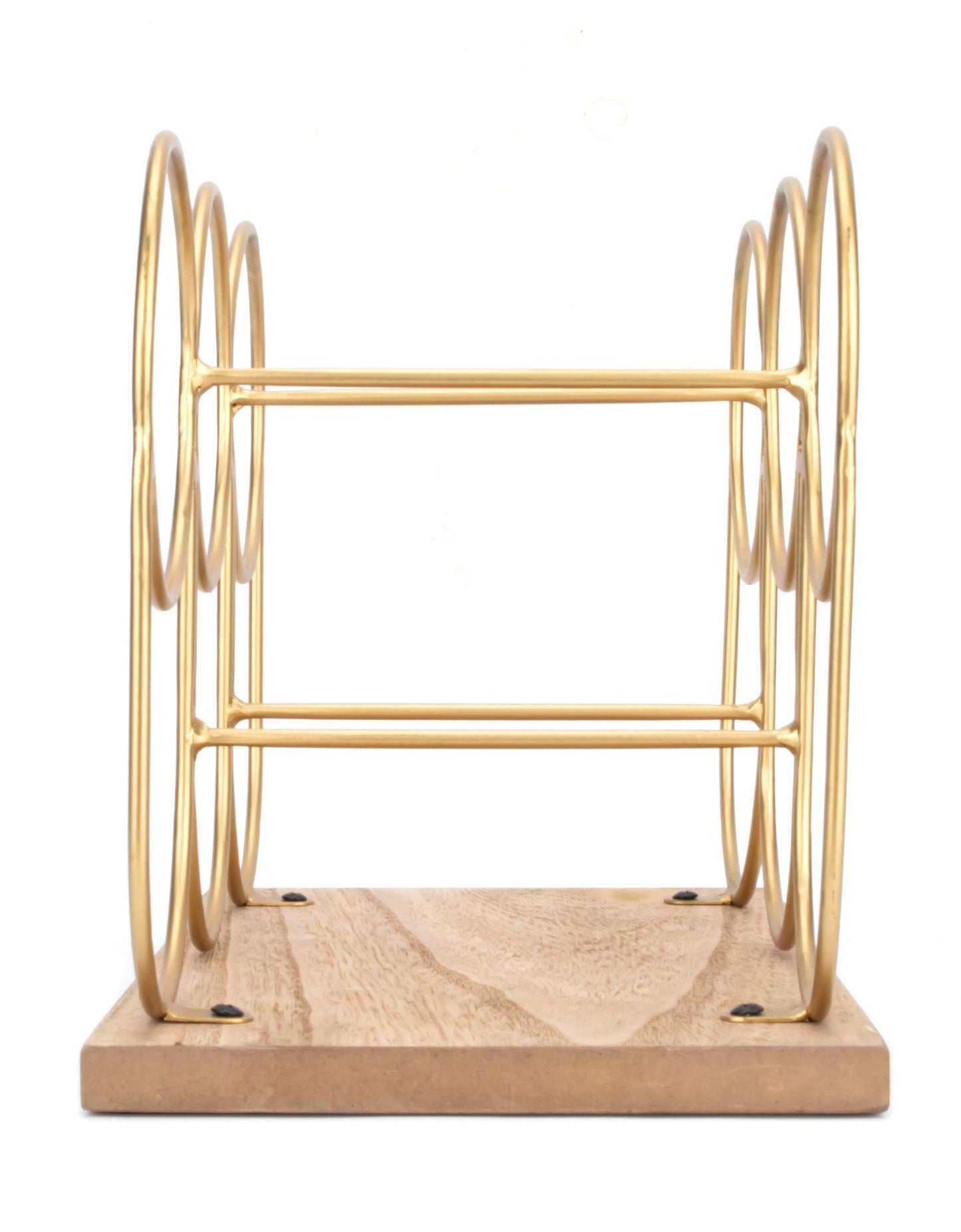 DesignStyles Home - Wooden Base Metal Gold Color Wine Rack