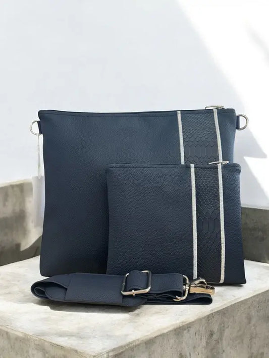 Mensch Kippah - Leather Tallit & Tefillin Bag Set with Adjustable Strap: Blue