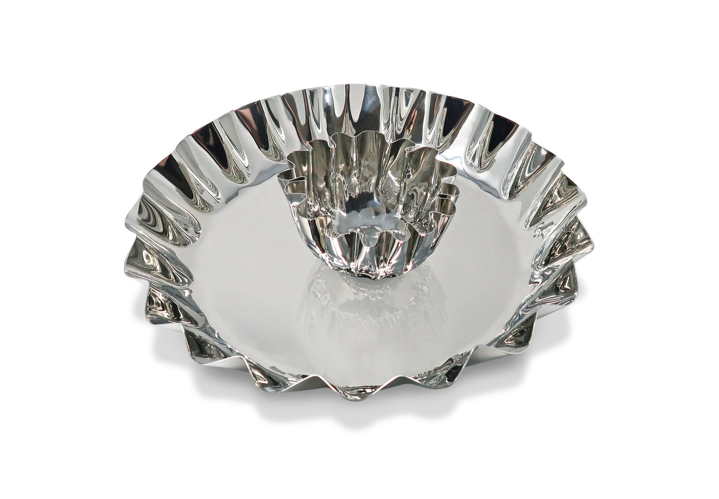 VIVIENCE - Stainless Steel Chip and Dip Bowl, 14.25"D