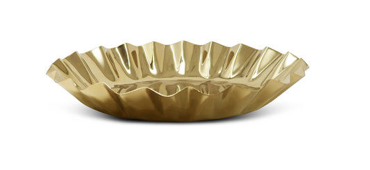 VIVIENCE - Stainless Steel Tray with Wavy Edge, 14.25"D