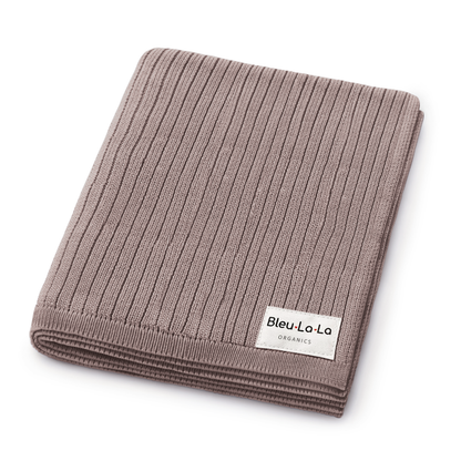 Bleu La La - 100% Luxury Organic Cotton Ribbed Baby Swaddle Blanket: Mocha