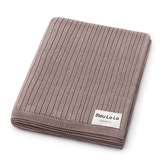 Bleu La La - 100% Luxury Organic Cotton Ribbed Baby Swaddle Blanket: Mocha