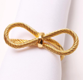TAJ Designs 1 Rope Bow Gold Napkin Ring