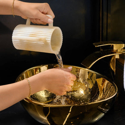 Waterdale Collection - Fluted Resin Washing Cup: White Gold