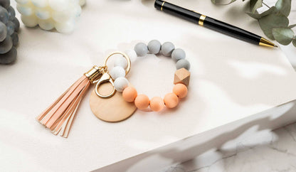 American Leather Goods - Keychain With Wristlet Bangle Bracelet, Keyring Bangle