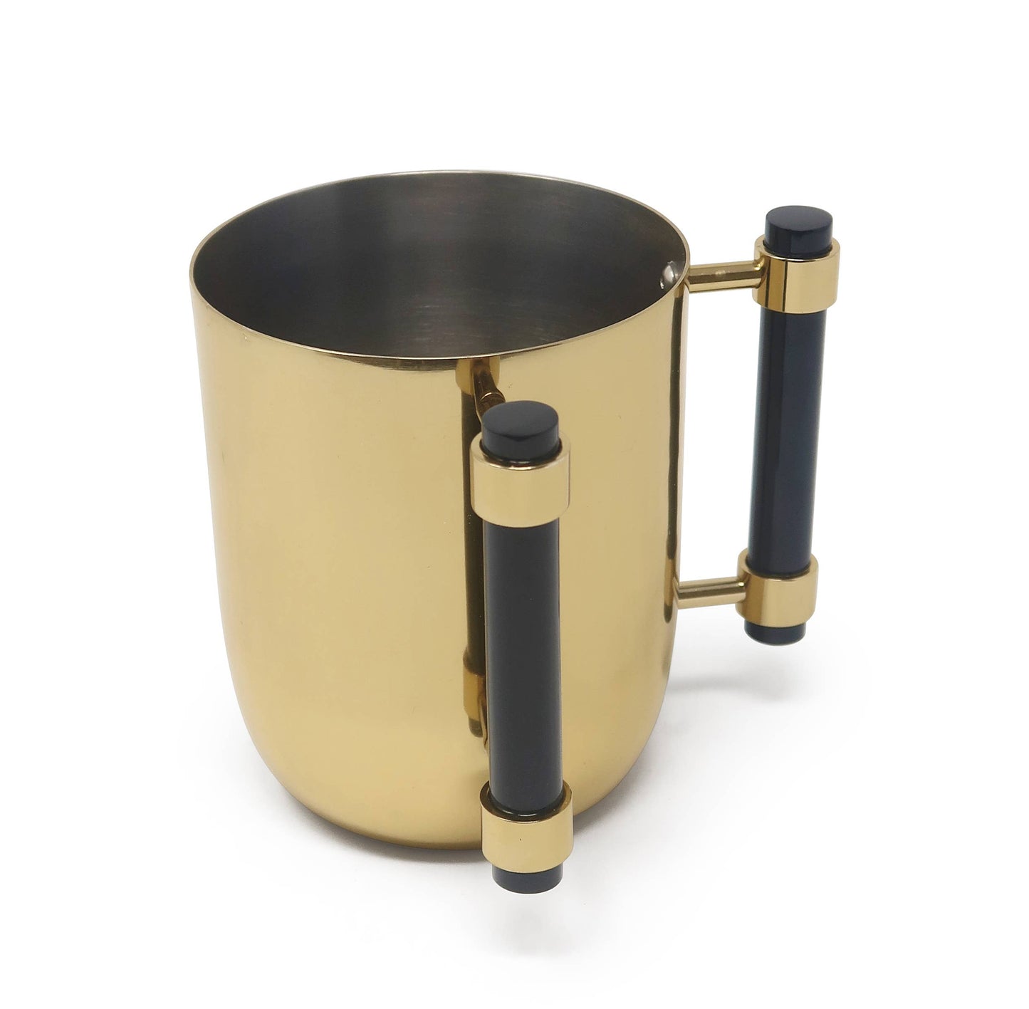 VIVIENCE - Metal Wash Cup Gold with Cylinder  Handles - 5.1"H: Silver/Clear Handles