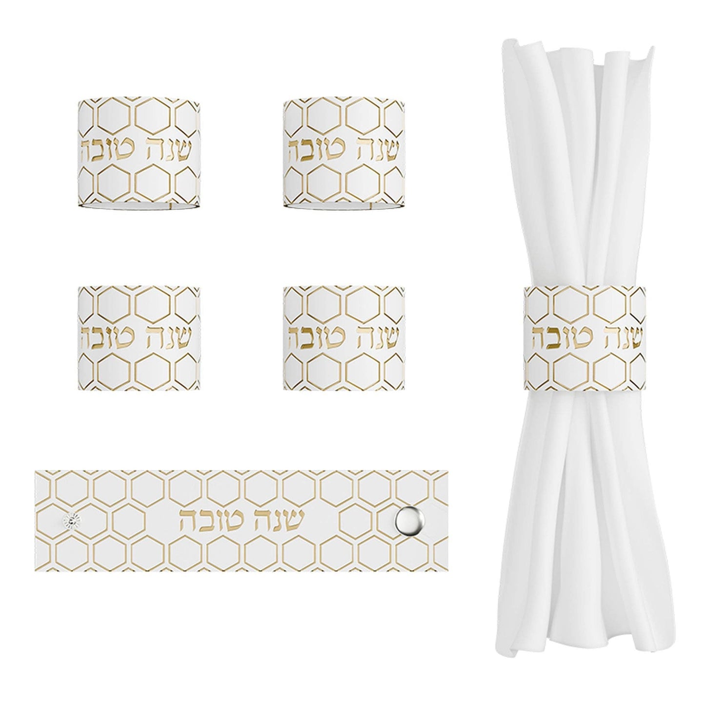 Feldart LLC - Honeycomb Rosh Hashanah Napkin Rings