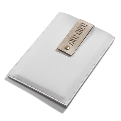 Waterdale Collection - Leather Simanim Pouch & Card Set: White & Gold