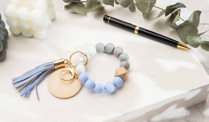 American Leather Goods - Keychain With Wristlet Bangle Bracelet, Keyring Bangle