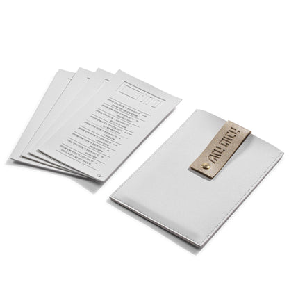 Waterdale Collection - Leather Simanim Pouch & Card Set: White & Gold