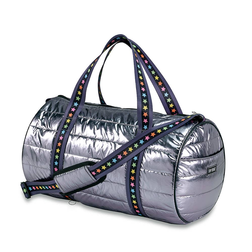 Top Trenz Inc - Gunmetal Puffer Duffle Multi Star Straps