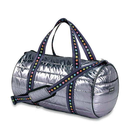 Top Trenz Inc - Gunmetal Puffer Duffle Multi Star Straps