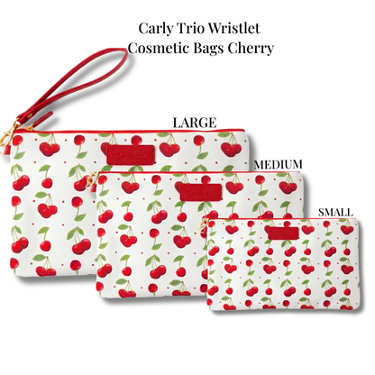 Lemonbella - Cosmetic Bag Set 3 Piece Wristlet Makeup Cherry (Matte)