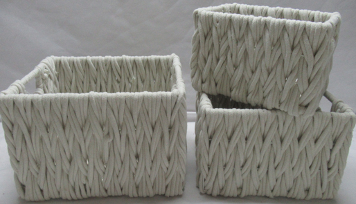 DesignStyles Home - Becki Owens Squared-Shape Set of 3 Cotton Woven Storage Baskets