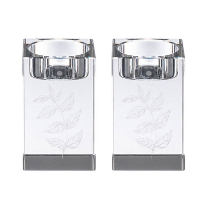 Waterdale Collection - Engraved Crystal Tea Light Holders: Clear
