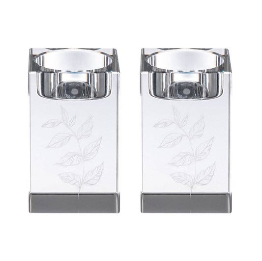 Waterdale Collection - Engraved Crystal Tea Light Holders: Clear