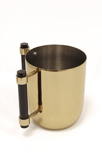 VIVIENCE - Metal Wash Cup Gold with Cylinder  Handles - 5.1"H: Silver/Clear Handles