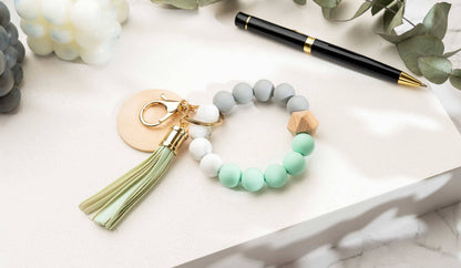 American Leather Goods - Keychain With Wristlet Bangle Bracelet, Keyring Bangle