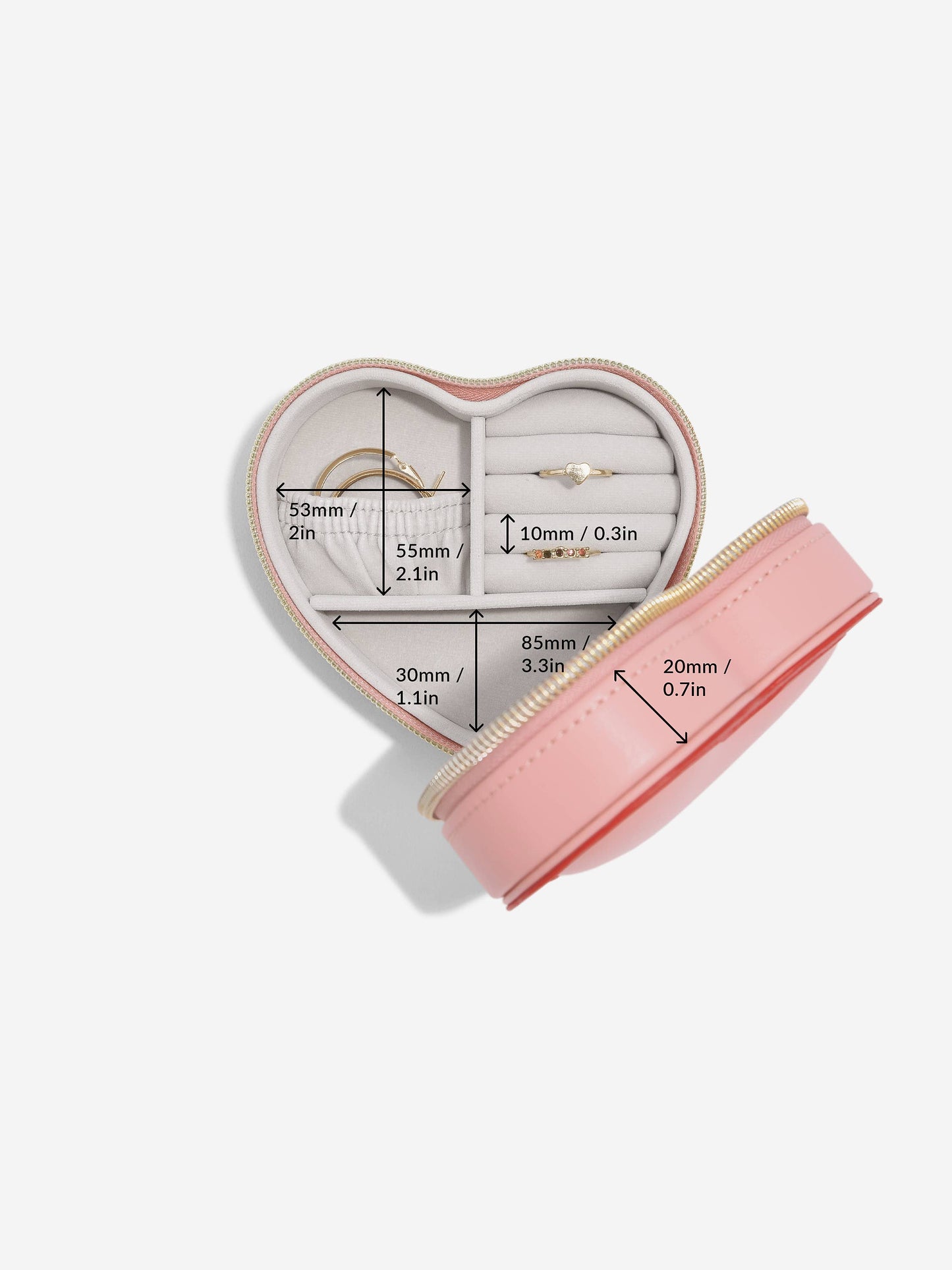 Stackers - Pink Heart Travel Jewellery Box