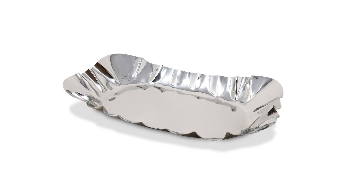 VIVIENCE - Stainless Steel Hammered Serving Tray, 17.25"L: Gold