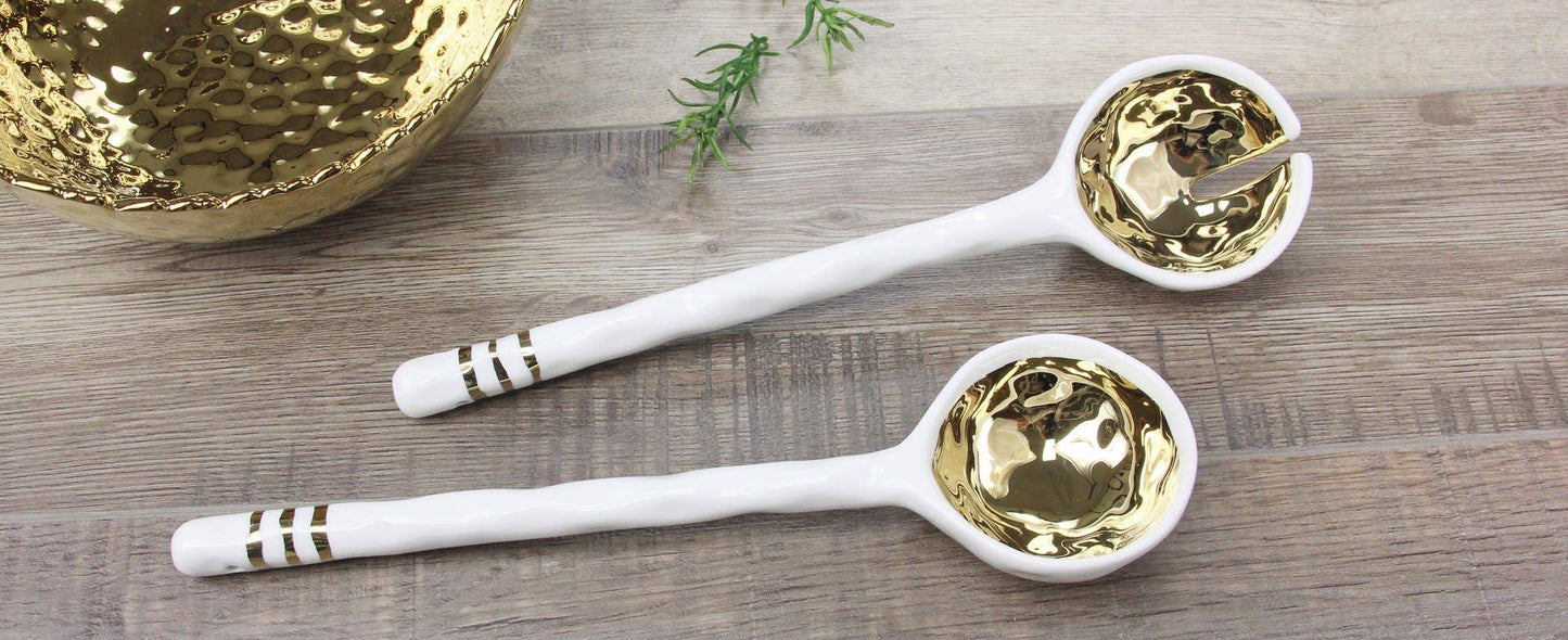 Pampa Bay - Porcelain Salad Server Set Gold