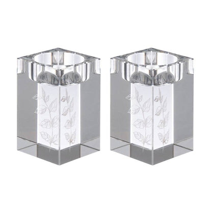 Waterdale Collection - Engraved Crystal Tea Light Holders: Clear