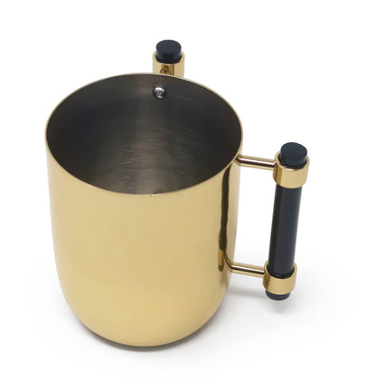 VIVIENCE - Metal Wash Cup Gold with Cylinder  Handles - 5.1"H: Silver/Clear Handles