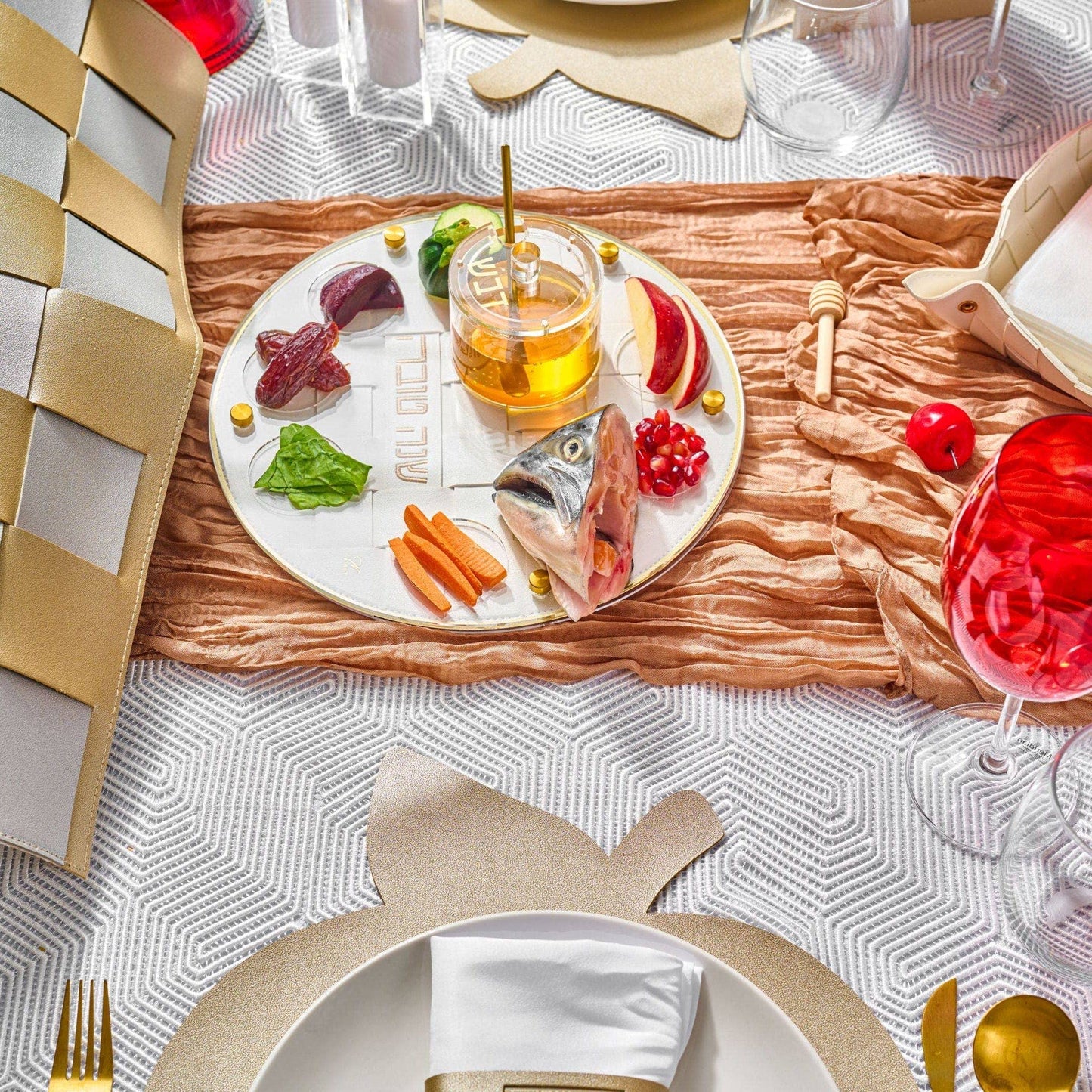 Waterdale Collection - Woven Simanim Tray: Gold