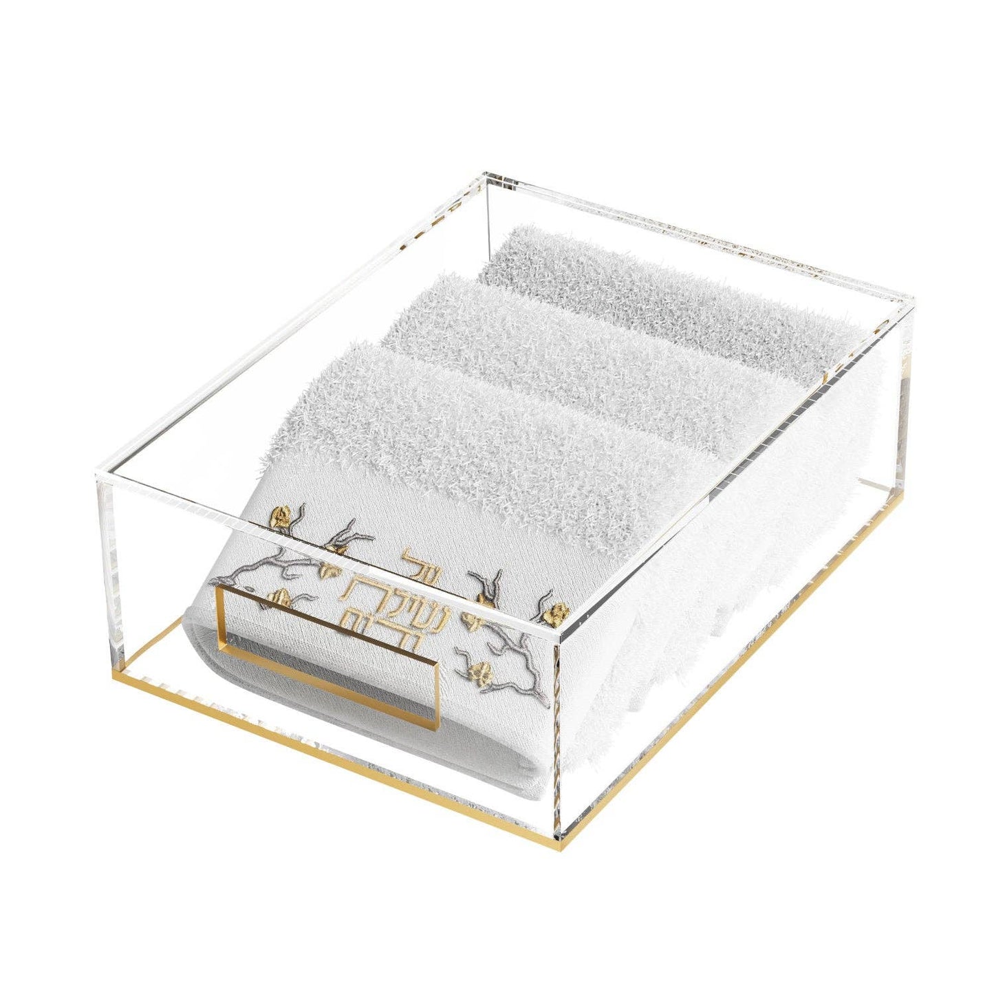 Feldart LLC - Lay-Flat Towel Box with Golden Branch Towels