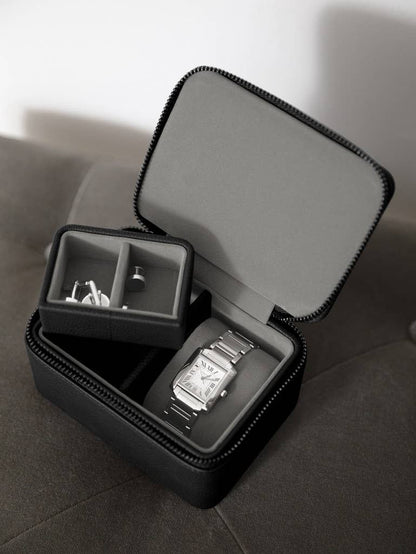 Stackers - Pebble Black Watch & Cufflink Box