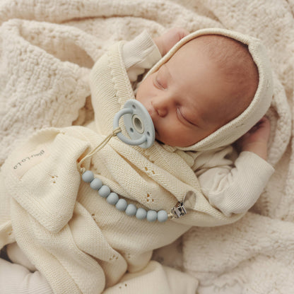 Bleu La La - 100% Organic Cotton Luxury Organic Blanket + Bonnet Hat Set: Blue