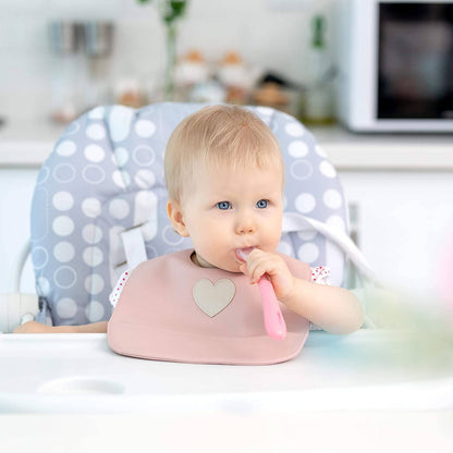 Bleu La La - Set of Soft Vegan Leather Easy Clean Bibs 12-24 Months: Blush Pink & Ivory