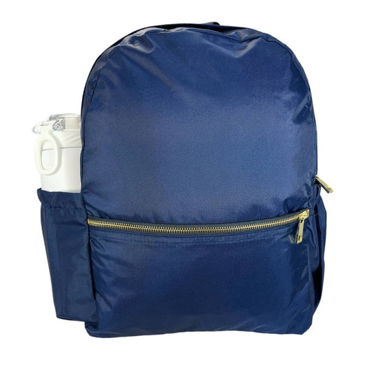 Mint - Navy Nylon Brass Medium Backpack w/ Pocket