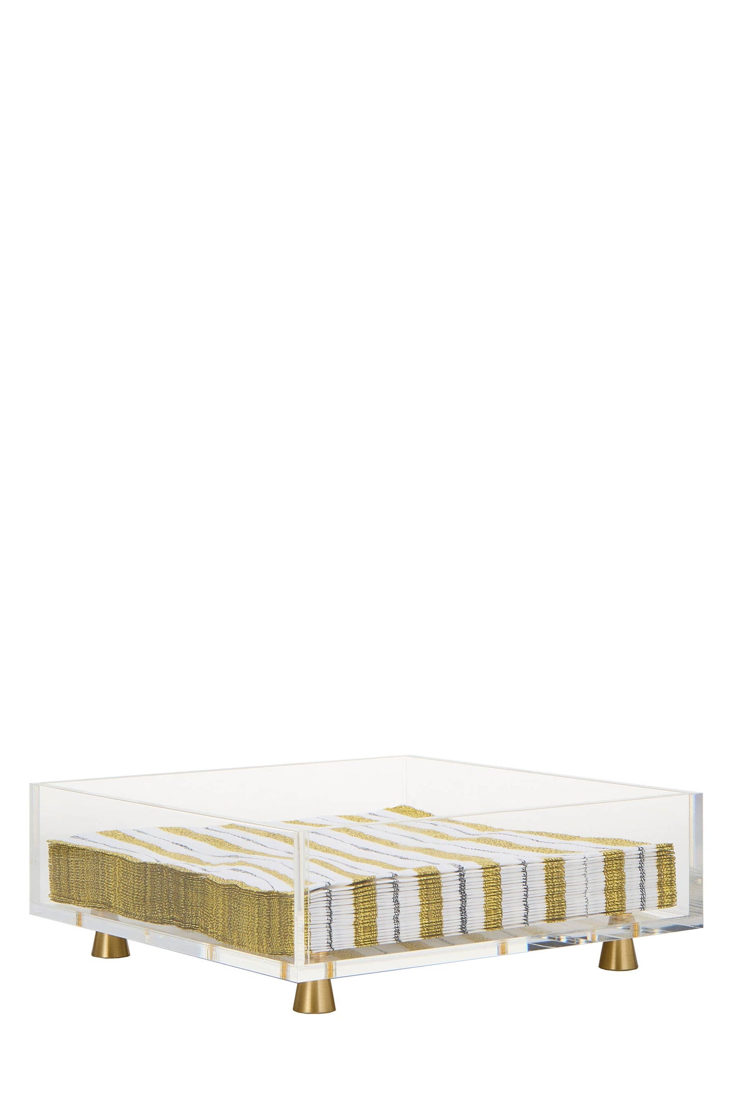 Krifts Products - Acrylic  Square Napkin Holder on Gold Legs: Gold